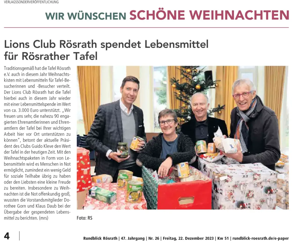 Presseartikel Rösrather Rundblick KW 51 aus 2023